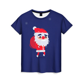 Женская футболка 3D с принтом Санта , 100% полиэфир ( синтетическое хлопкоподобное полотно) | прямой крой, круглый вырез горловины, длина до линии бедер | christmas | new year | winter | дед мороз | зима | новый год | рождество