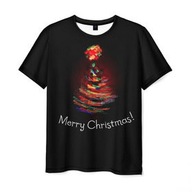Мужская футболка 3D с принтом Елочка , 100% полиэфир | прямой крой, круглый вырез горловины, длина до линии бедер | Тематика изображения на принте: christmas | new year | winter | дед мороз | зима | новый год | рождество