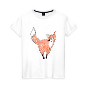 Женская футболка хлопок с принтом Crazy fox , 100% хлопок | прямой крой, круглый вырез горловины, длина до линии бедер, слегка спущенное плечо | crazy | fox | безумная | веселая | лиса | лисичка | лисички тупички