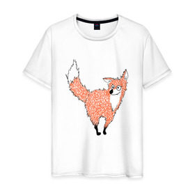 Мужская футболка хлопок с принтом Crazy fox , 100% хлопок | прямой крой, круглый вырез горловины, длина до линии бедер, слегка спущенное плечо. | crazy | fox | безумная | веселая | лиса | лисичка | лисички тупички