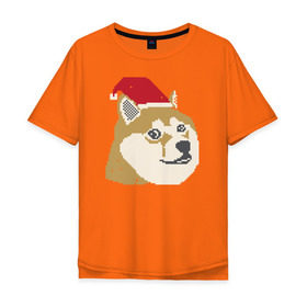 Мужская футболка хлопок Oversize с принтом Doge новогодний , 100% хлопок | свободный крой, круглый ворот, “спинка” длиннее передней части | Тематика изображения на принте: doge | doge новогодний | интернет приколы | новый год | подарок на новый год