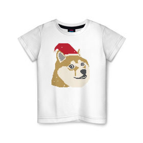 Детская футболка хлопок с принтом Doge новогодний , 100% хлопок | круглый вырез горловины, полуприлегающий силуэт, длина до линии бедер | doge | doge новогодний | интернет приколы | новый год | подарок на новый год