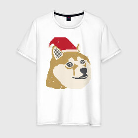 Мужская футболка хлопок с принтом Doge новогодний , 100% хлопок | прямой крой, круглый вырез горловины, длина до линии бедер, слегка спущенное плечо. | doge | doge новогодний | интернет приколы | новый год | подарок на новый год