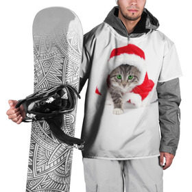 Накидка на куртку 3D с принтом Новогодняя Киса , 100% полиэстер |  | Тематика изображения на принте: cat | christmas | new year | winter | дед мороз | зима | кисы | кошки | новый год | рождество