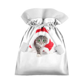 Подарочный 3D мешок с принтом Новогодняя Киса , 100% полиэстер | Размер: 29*39 см | Тематика изображения на принте: cat | christmas | new year | winter | дед мороз | зима | кисы | кошки | новый год | рождество