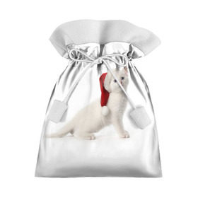 Подарочный 3D мешок с принтом Киса в Шапочке , 100% полиэстер | Размер: 29*39 см | Тематика изображения на принте: cat | christmas | new year | winter | дед мороз | зима | кисы | кошки | новый год | рождество