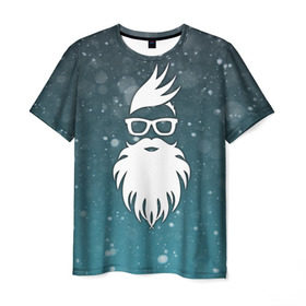 Мужская футболка 3D с принтом Rock santa , 100% полиэфир | прямой крой, круглый вырез горловины, длина до линии бедер | rock santa | santa | дед мороз | новый год | подарок на новый год | санта | снежинки