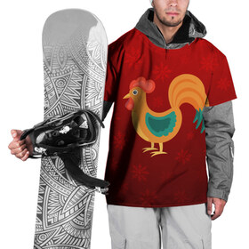 Накидка на куртку 3D с принтом Год петуха , 100% полиэстер |  | Тематика изображения на принте: год петуха | красный | новый год | огненный петух | петух | снежинки