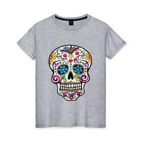Женская футболка хлопок с принтом День Мертвых , 100% хлопок | прямой крой, круглый вырез горловины, длина до линии бедер, слегка спущенное плечо | день мертвых | мексика | туризм | череп
