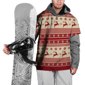 Накидка на куртку 3D с принтом Зимние олени , 100% полиэстер |  | happy new year | ёлка | зима | олень | праздник | снег | снежинка