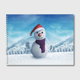 Альбом для рисования с принтом Снеговик , 100% бумага
 | матовая бумага, плотность 200 мг. | happy new year | блеск | ёлка | зима | игрушки. праздник | конфетти | новый год | подарки | снег