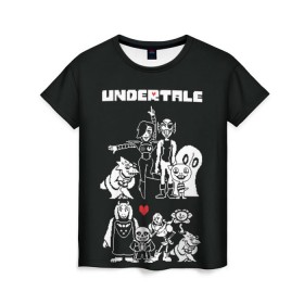 Женская футболка 3D с принтом Undertale , 100% полиэфир ( синтетическое хлопкоподобное полотно) | прямой крой, круглый вырез горловины, длина до линии бедер | flowey | papyrus | sans | torial