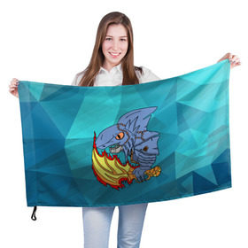 Флаг 3D с принтом Акула Сларк с Кинжалом , 100% полиэстер | плотность ткани — 95 г/м2, размер — 67 х 109 см. Принт наносится с одной стороны | dota 2 | slark | акула | дота | кери | рыбка | сларк