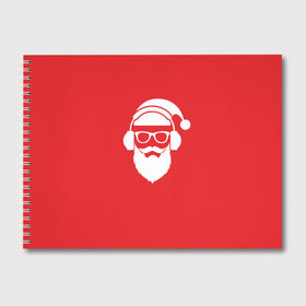 Альбом для рисования с принтом Дед мороз , 100% бумага
 | матовая бумага, плотность 200 мг. | 2017 | аудио | борода | дед мороз | музыка | наушники | новый год | очки | подарки | праздник | усы | хипстер
