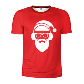 Мужская футболка 3D спортивная с принтом Дед мороз , 100% полиэстер с улучшенными характеристиками | приталенный силуэт, круглая горловина, широкие плечи, сужается к линии бедра | Тематика изображения на принте: 2017 | аудио | борода | дед мороз | музыка | наушники | новый год | очки | подарки | праздник | усы | хипстер