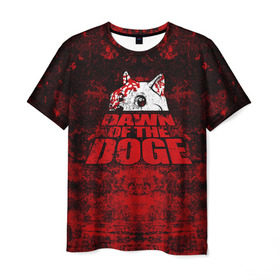 Мужская футболка 3D с принтом Dawn of the Doge , 100% полиэфир | прямой крой, круглый вырез горловины, длина до линии бедер | dog | doge | walking dead | zombie | додж | зомби | мем | собака | ходячие мертвецы