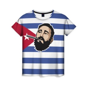 Женская футболка 3D с принтом Fidel Castro , 100% полиэфир ( синтетическое хлопкоподобное полотно) | прямой крой, круглый вырез горловины, длина до линии бедер | castro | che | fidel | guevara | гевара | кастро | фидель | че