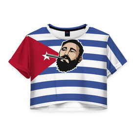 Женская футболка 3D укороченная с принтом Fidel Castro , 100% полиэстер | круглая горловина, длина футболки до линии талии, рукава с отворотами | castro | che | fidel | guevara | гевара | кастро | фидель | че