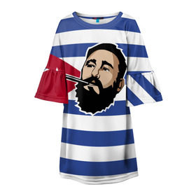 Детское платье 3D с принтом Fidel Castro , 100% полиэстер | прямой силуэт, чуть расширенный к низу. Круглая горловина, на рукавах — воланы | castro | che | fidel | guevara | гевара | кастро | фидель | че