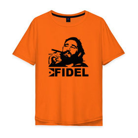 Мужская футболка хлопок Oversize с принтом Фидель, Кастро , 100% хлопок | свободный крой, круглый ворот, “спинка” длиннее передней части | castro | che | fidel | guevara | гевара | кастро | фидель | че