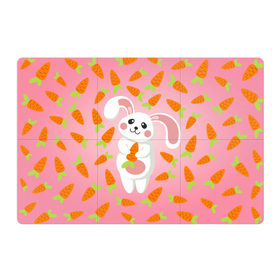 Магнитный плакат 3Х2 с принтом Зайчик с морковкой , Полимерный материал с магнитным слоем | 6 деталей размером 9*9 см | Тематика изображения на принте: зайчик | заяц | милые животные | морковка | прикольные животные | розовый