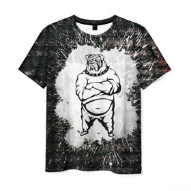 Мужская футболка 3D с принтом Охранник бульдог Style , 100% полиэфир | прямой крой, круглый вырез горловины, длина до линии бедер | бульдог | качок | крутой | охрана | собака