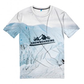 Мужская футболка 3D с принтом Snowboarding , 100% полиэфир | прямой крой, круглый вырез горловины, длина до линии бедер | extreme | snowboarding | sport | winter | горы | движение | приключения | снег | сноуборд | спорт | экстрим