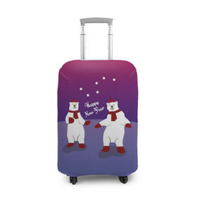 Чехол для чемодана 3D с принтом Белые медведи на льду , 86% полиэфир, 14% спандекс | двустороннее нанесение принта, прорези для ручек и колес | dance | новогодний | танец