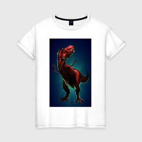 Женская футболка хлопок с принтом Dino , 100% хлопок | прямой крой, круглый вырез горловины, длина до линии бедер, слегка спущенное плечо | dino | dinosaur | t rex | дино | динозавр | монстр | ящерица