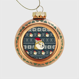 Стеклянный ёлочный шар с принтом Doge новогодний , Стекло | Диаметр: 80 мм | Тематика изображения на принте: 2017 | doge | doge новогодний | интернет приколы | новый год | подарок на новый год