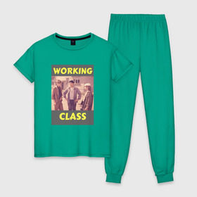 Женская пижама хлопок с принтом Афоня working class , 100% хлопок | брюки и футболка прямого кроя, без карманов, на брюках мягкая резинка на поясе и по низу штанин | афоня | кино | ссср