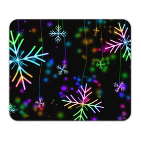 Коврик прямоугольный с принтом Новогодняя ночь , натуральный каучук | размер 230 х 185 мм; запечатка лицевой стороны | happy new year | конфетти | снежинки