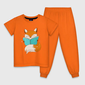 Детская пижама хлопок с принтом Лисица с книгой , 100% хлопок |  брюки и футболка прямого кроя, без карманов, на брюках мягкая резинка на поясе и по низу штанин
 | Тематика изображения на принте: лиса | лисенок | лисица | лисичка