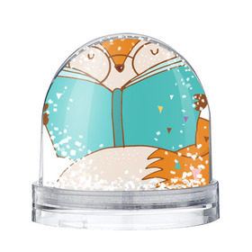 Снежный шар с принтом Лисица с книгой , Пластик | Изображение внутри шара печатается на глянцевой фотобумаге с двух сторон | Тематика изображения на принте: лиса | лисенок | лисица | лисичка