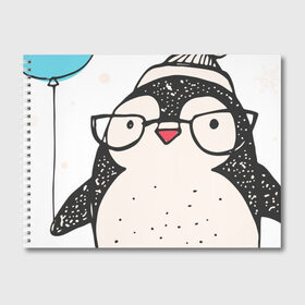 Альбом для рисования с принтом Пингвин с шариком , 100% бумага
 | матовая бумага, плотность 200 мг. | christmas | new year | winter | зима | новый год | пингвин | рождество