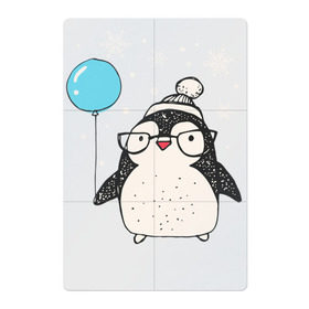 Магнитный плакат 2Х3 с принтом Пингвин с шариком , Полимерный материал с магнитным слоем | 6 деталей размером 9*9 см | christmas | new year | winter | зима | новый год | пингвин | рождество