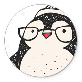 Коврик круглый с принтом Пингвин с шариком , резина и полиэстер | круглая форма, изображение наносится на всю лицевую часть | christmas | new year | winter | зима | новый год | пингвин | рождество