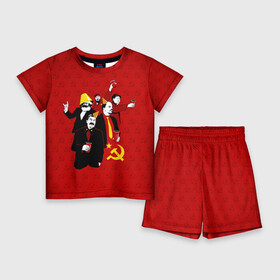 Детский костюм с шортами 3D с принтом Communist Party ,  |  | lenin | october | party | red | russia | soviet union | stalin | ussr | большевик | коммунист | красный | ленин | октябрь | пати | россия | советский союз | ссср | сталин