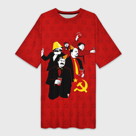 Платье-футболка 3D с принтом Communist Party ,  |  | lenin | october | party | red | russia | soviet union | stalin | ussr | большевик | коммунист | красный | ленин | октябрь | пати | россия | советский союз | ссср | сталин