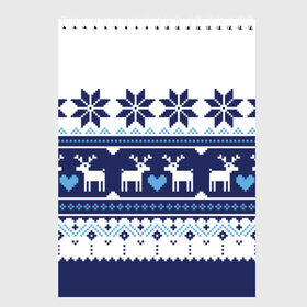 Скетчбук с принтом Скандинавские олени , 100% бумага
 | 48 листов, плотность листов — 100 г/м2, плотность картонной обложки — 250 г/м2. Листы скреплены сверху удобной пружинной спиралью | Тематика изображения на принте: deer | heart | holiday | new year | ornament | scandinavian | snowflakes | winter | зима | новый год | олени | орнамент | праздник | сердце | скандинавские | снежинки