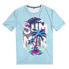 Мужская футболка 3D с принтом Summer End , 100% полиэфир | прямой крой, круглый вырез горловины, длина до линии бедер | 