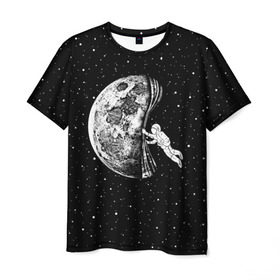 Мужская футболка 3D с принтом Начало ночи , 100% полиэфир | прямой крой, круглый вырез горловины, длина до линии бедер | astronaut | cosmonaut | cosmos | galaxy | hipster | moon | night | planet | space | star | universe | астронавт | вселенная | галактика | звезды | космонавт | космос | луна | ночь | планета | хипстер