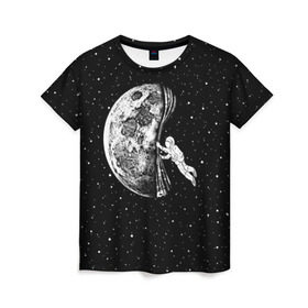 Женская футболка 3D с принтом Начало ночи , 100% полиэфир ( синтетическое хлопкоподобное полотно) | прямой крой, круглый вырез горловины, длина до линии бедер | astronaut | cosmonaut | cosmos | galaxy | hipster | moon | night | planet | space | star | universe | астронавт | вселенная | галактика | звезды | космонавт | космос | луна | ночь | планета | хипстер