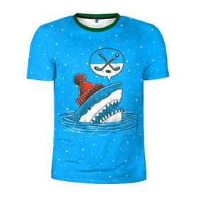 Мужская футболка 3D спортивная с принтом Акула хоккейный фанат , 100% полиэстер с улучшенными характеристиками | приталенный силуэт, круглая горловина, широкие плечи, сужается к линии бедра | fan | fish | hochey | ocean | predator | sea | shark | water | акула | вода | игра | лед | море | океан | рыба | фанат | хищник | хоккей | шайба