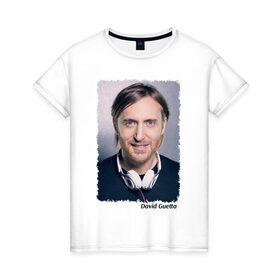 Женская футболка хлопок с принтом David Guetta , 100% хлопок | прямой крой, круглый вырез горловины, длина до линии бедер, слегка спущенное плечо | Тематика изображения на принте: 