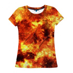 Женская футболка 3D с принтом Взрывной гранж , 100% полиэфир ( синтетическое хлопкоподобное полотно) | прямой крой, круглый вырез горловины, длина до линии бедер | взрыв | гранж | огонь | пламя | эксклюзив