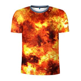 Мужская футболка 3D спортивная с принтом Взрывной гранж , 100% полиэстер с улучшенными характеристиками | приталенный силуэт, круглая горловина, широкие плечи, сужается к линии бедра | взрыв | гранж | огонь | пламя | эксклюзив