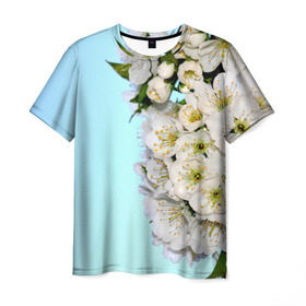Мужская футболка 3D с принтом Сакура , 100% полиэфир | прямой крой, круглый вырез горловины, длина до линии бедер | вишня | сакура | яблоня | япония
