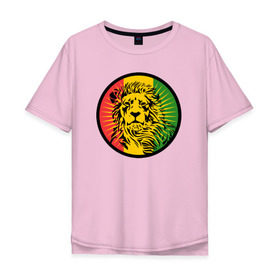 Мужская футболка хлопок Oversize с принтом Ямайский лев , 100% хлопок | свободный крой, круглый ворот, “спинка” длиннее передней части | лев | раста | ямайка