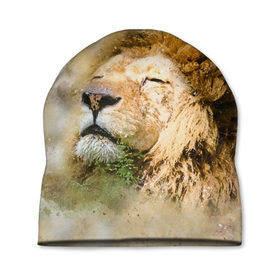Шапка 3D с принтом Лев , 100% полиэстер | универсальный размер, печать по всей поверхности изделия | зверь | лев | тигр | хищник